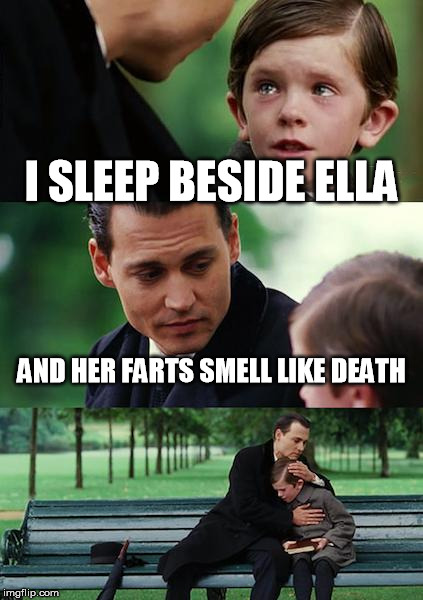 Finding Neverland Meme |  I SLEEP BESIDE ELLA; AND HER FARTS SMELL LIKE DEATH | image tagged in memes,finding neverland | made w/ Imgflip meme maker