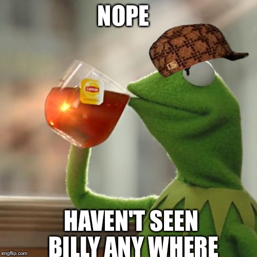 But That's None Of My Business | NOPE; HAVEN'T SEEN BILLY ANY WHERE | image tagged in memes,but thats none of my business,kermit the frog,scumbag | made w/ Imgflip meme maker