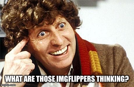 dr who crazy | WHAT ARE THOSE IMGFLIPPERS THINKING? | image tagged in dr who crazy | made w/ Imgflip meme maker