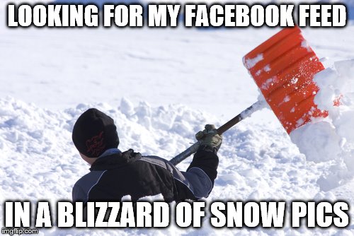 I need a bigger shovel | LOOKING FOR MY FACEBOOK FEED; IN A BLIZZARD OF SNOW PICS | image tagged in blizzard | made w/ Imgflip meme maker