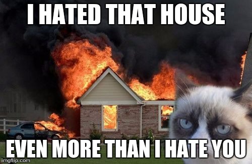 Burn Kitty Meme | I HATED THAT HOUSE; EVEN MORE THAN I HATE YOU | image tagged in memes,burn kitty | made w/ Imgflip meme maker