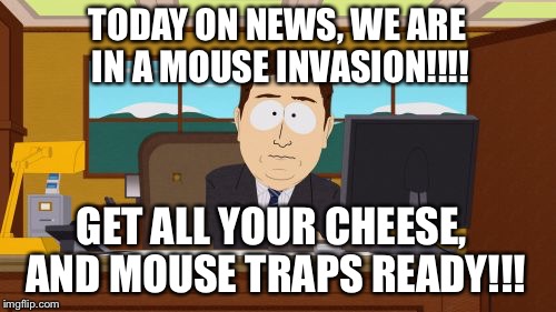 Aaaaand Its Gone Meme | TODAY ON NEWS, WE ARE IN A MOUSE INVASION!!!! GET ALL YOUR CHEESE, AND MOUSE TRAPS READY!!! | image tagged in memes,aaaaand its gone | made w/ Imgflip meme maker