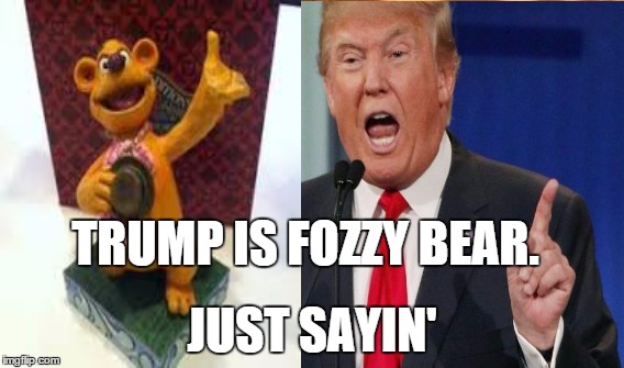 TRUMP IS FOZZY BEAR. JUST SAYIN' | image tagged in donald trump,donald trump hair,fozzy bear,muppets,election 2016 | made w/ Imgflip meme maker