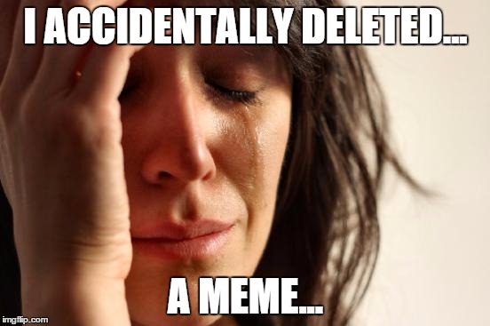 First World Problems | I ACCIDENTALLY DELETED... A MEME... | image tagged in memes,first world problems | made w/ Imgflip meme maker