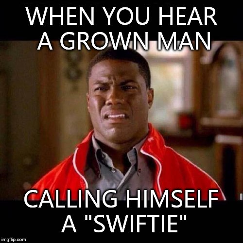 WTF black guy | WHEN YOU HEAR A GROWN MAN; CALLING HIMSELF A "SWIFTIE" | image tagged in wtf black guy | made w/ Imgflip meme maker