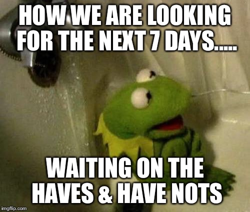 kermit monday | HOW WE ARE LOOKING FOR THE NEXT 7 DAYS..... WAITING ON THE HAVES & HAVE NOTS | image tagged in kermit monday | made w/ Imgflip meme maker