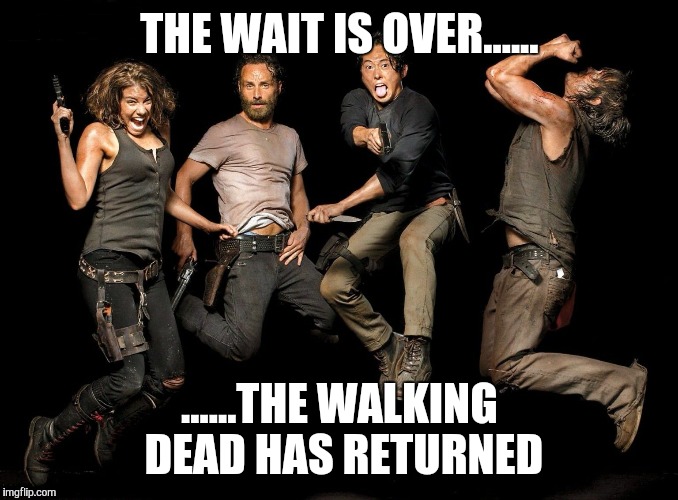 The Walking Dead Returns | THE WAIT IS OVER...... ......THE WALKING DEAD HAS RETURNED | image tagged in the walking dead returns | made w/ Imgflip meme maker