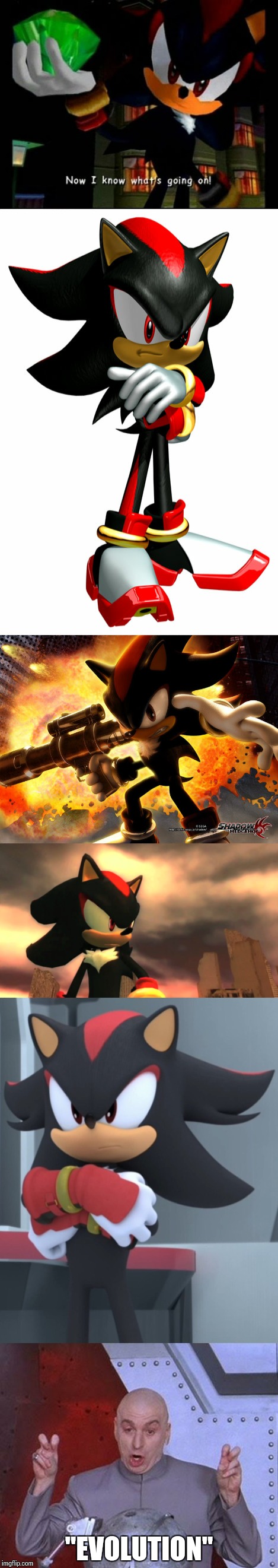 The "Evolution" Of Shadow The Hedgehog | "EVOLUTION" | image tagged in memes,shadow the hedgehog,evolution,dr evil laser | made w/ Imgflip meme maker