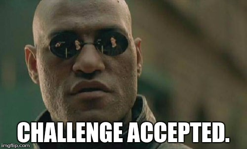 Matrix Morpheus Meme | CHALLENGE ACCEPTED. | image tagged in memes,matrix morpheus | made w/ Imgflip meme maker