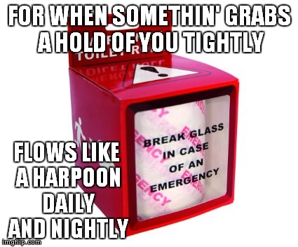 FOR WHEN SOMETHIN' GRABS A HOLD OF YOU TIGHTLY FLOWS LIKE A HARPOON DAILY AND NIGHTLY | made w/ Imgflip meme maker