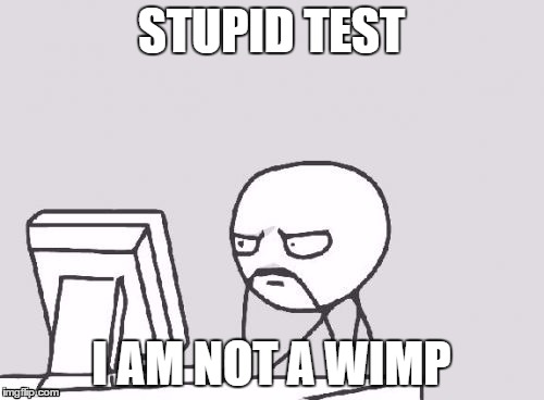 STUPID TEST I AM NOT A WIMP | made w/ Imgflip meme maker