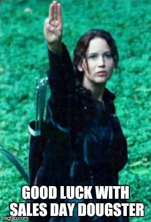 Hunger games | GOOD LUCK WITH SALES DAY DOUGSTER | image tagged in hunger games | made w/ Imgflip meme maker