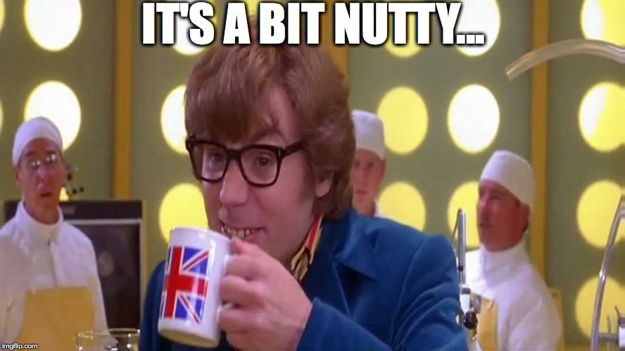 Nutty | IT'S A BIT NUTTY... | image tagged in austin powers | made w/ Imgflip meme maker