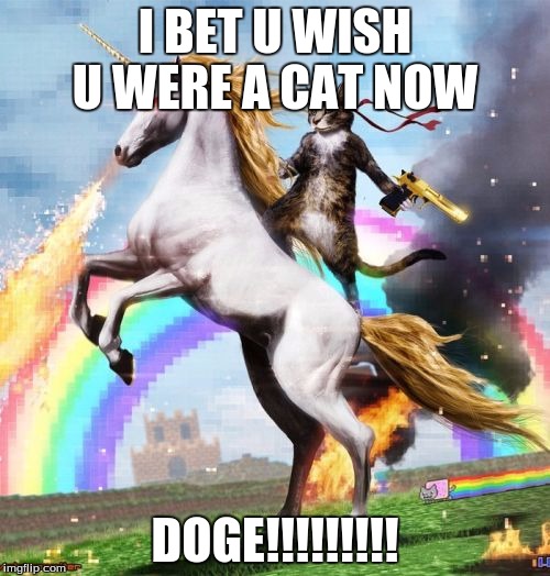 Welcome To The Internets | I BET U WISH U WERE A CAT NOW; DOGE!!!!!!!!! | image tagged in memes,welcome to the internets | made w/ Imgflip meme maker