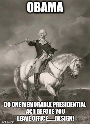 adventures of george washington | OBAMA; DO ONE MEMORABLE PRESIDENTIAL ACT BEFORE YOU LEAVE OFFICE......RESIGN! | image tagged in adventures of george washington | made w/ Imgflip meme maker