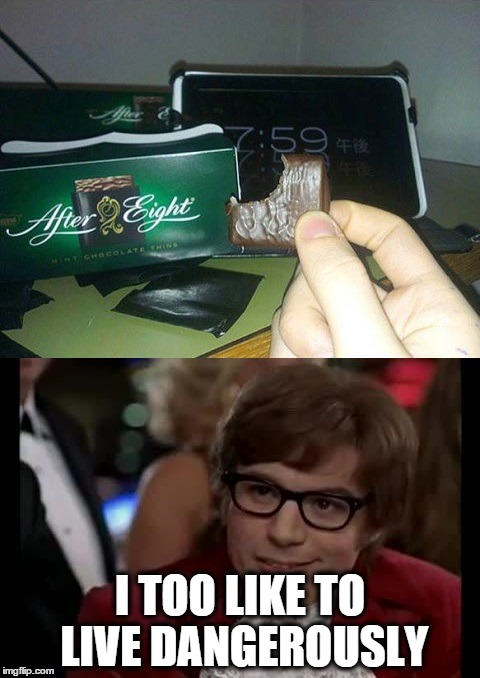 So badass | I TOO LIKE TO LIVE DANGEROUSLY | image tagged in austin powers,badass | made w/ Imgflip meme maker