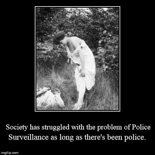 The Effects of Police Surveillance on Penelope's Skinny Dipping. | image tagged in funny,demotivationals | made w/ Imgflip demotivational maker