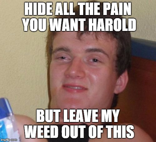 10 Guy Meme | HIDE ALL THE PAIN YOU WANT HAROLD BUT LEAVE MY WEED OUT OF THIS | image tagged in memes,10 guy | made w/ Imgflip meme maker