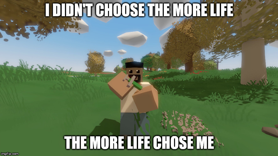 The Life | I DIDN'T CHOOSE THE MORE LIFE; THE MORE LIFE CHOSE ME | image tagged in unturned,more,moar,life,vaccine | made w/ Imgflip meme maker