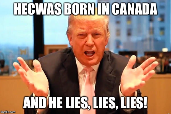 HECWAS BORN IN CANADA AND HE LIES, LIES, LIES! | made w/ Imgflip meme maker