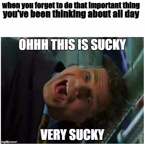Very very sucky | you've been thinking about all day; when you forget to do that important thing | image tagged in very very sucky | made w/ Imgflip meme maker