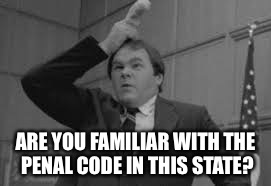 ARE YOU FAMILIAR WITH THE PENAL CODE IN THIS STATE? | made w/ Imgflip meme maker