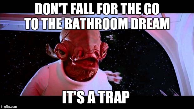 It's a trap  | DON'T FALL FOR THE GO TO THE BATHROOM DREAM; IT'S A TRAP | image tagged in it's a trap | made w/ Imgflip meme maker