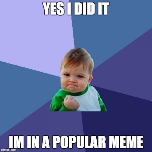 Success Kid Meme | YES I DID IT; IM IN A POPULAR MEME | image tagged in memes,success kid | made w/ Imgflip meme maker