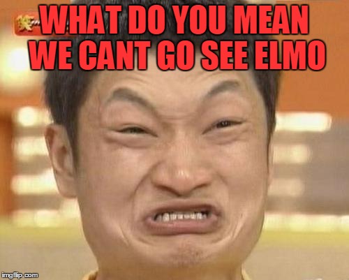 Impossibru Guy Original Meme | WHAT DO YOU MEAN WE CANT GO SEE ELMO | image tagged in memes,impossibru guy original | made w/ Imgflip meme maker