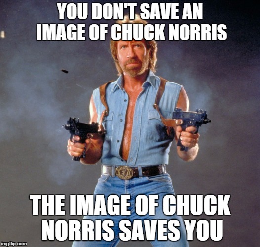 Chuck Norris Saves | YOU DON'T SAVE AN IMAGE OF CHUCK NORRIS; THE IMAGE OF CHUCK NORRIS SAVES YOU | image tagged in memes,funny,chuck norris,computer | made w/ Imgflip meme maker