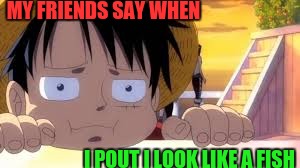 MY FRIENDS SAY WHEN; I POUT I LOOK LIKE A FISH | image tagged in pouty  face | made w/ Imgflip meme maker