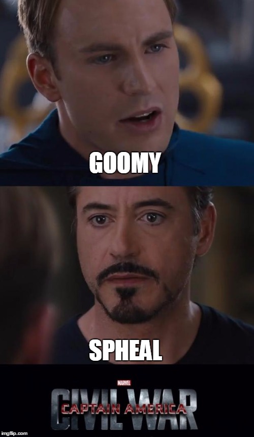 Marvel Civil War Meme | GOOMY; SPHEAL | image tagged in memes,marvel civil war | made w/ Imgflip meme maker