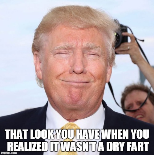 THAT LOOK YOU HAVE WHEN YOU REALIZED IT WASN'T A DRY FART | image tagged in farting,donald trump,ted cruz,marco rubio,ben carson,presidential candidates | made w/ Imgflip meme maker