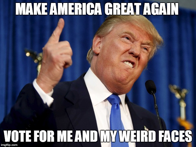 MAKE AMERICA GREAT AGAIN; VOTE FOR ME AND MY WEIRD FACES | made w/ Imgflip meme maker