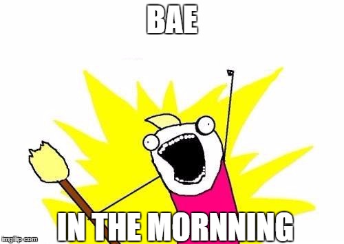 X All The Y Meme | BAE; IN THE MORNNING | image tagged in memes,x all the y | made w/ Imgflip meme maker