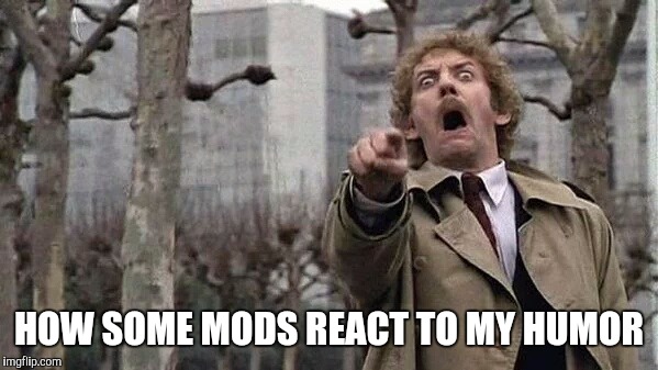 Horror | HOW SOME MODS REACT TO MY HUMOR | image tagged in horror | made w/ Imgflip meme maker