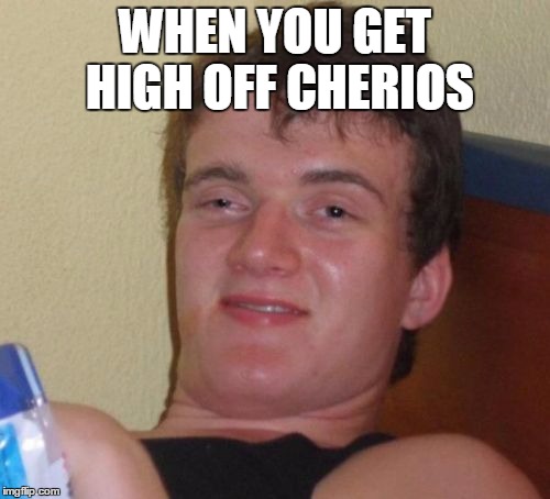 10 Guy Meme | WHEN YOU GET HIGH OFF CHERIOS | image tagged in memes,10 guy | made w/ Imgflip meme maker