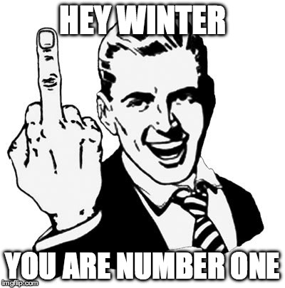 1950s Middle Finger Meme | HEY WINTER; YOU ARE NUMBER ONE | image tagged in memes,1950s middle finger | made w/ Imgflip meme maker