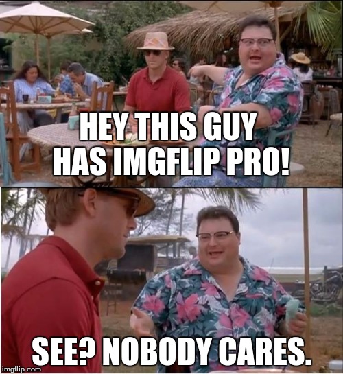 See Nobody Cares | HEY THIS GUY HAS IMGFLIP PRO! SEE? NOBODY CARES. | image tagged in memes,see nobody cares | made w/ Imgflip meme maker