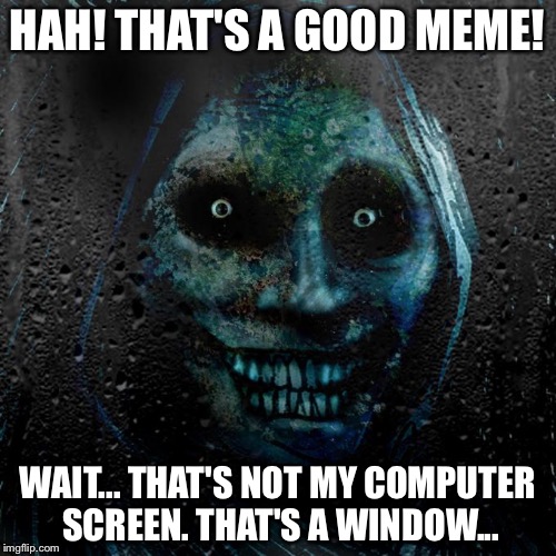 Unwanted guest | HAH! THAT'S A GOOD MEME! WAIT... THAT'S NOT MY COMPUTER SCREEN. THAT'S A WINDOW... | image tagged in unwanted guest | made w/ Imgflip meme maker
