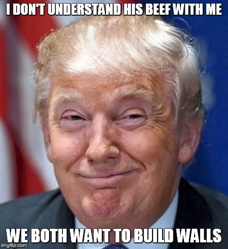 I DON'T UNDERSTAND HIS BEEF WITH ME WE BOTH WANT TO BUILD WALLS | made w/ Imgflip meme maker