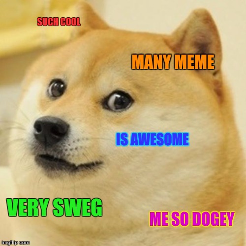 Doge | SUCH COOL; MANY MEME; IS AWESOME; VERY SWEG; ME SO DOGEY | image tagged in memes,doge | made w/ Imgflip meme maker