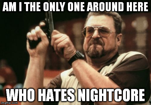 Am I The Only One Around Here | AM I THE ONLY ONE AROUND HERE; WHO HATES NIGHTCORE | image tagged in memes,am i the only one around here | made w/ Imgflip meme maker