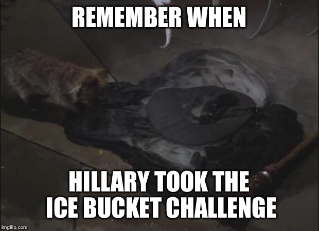 Flashback Sunday... | REMEMBER WHEN; HILLARY TOOK THE ICE BUCKET CHALLENGE | image tagged in melted wicked witch,meme,hillary,witch,melting,pepperidge farms remembers | made w/ Imgflip meme maker