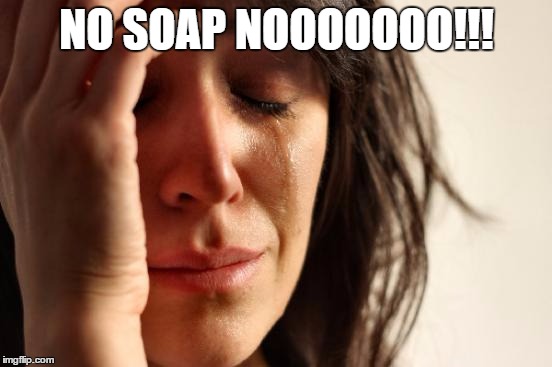 get the refrence? | NO SOAP NOOOOOOO!!! | image tagged in memes,first world problems | made w/ Imgflip meme maker