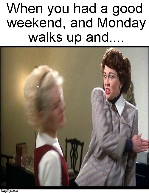 Happy Monday! | When you had a good weekend, and Monday walks up and.... | image tagged in funny memes,monday,slap,bitch slap | made w/ Imgflip meme maker