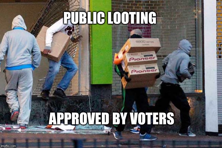 PUBLIC LOOTING APPROVED BY VOTERS | made w/ Imgflip meme maker