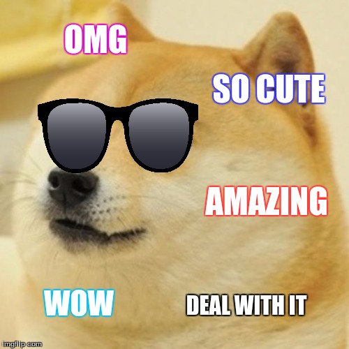 Doge | OMG; SO CUTE; AMAZING; WOW; DEAL WITH IT | image tagged in memes,doge | made w/ Imgflip meme maker