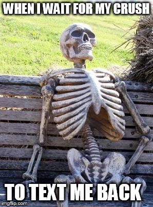 Waiting Skeleton Meme | WHEN I WAIT FOR MY CRUSH; TO TEXT ME BACK | image tagged in memes,waiting skeleton | made w/ Imgflip meme maker