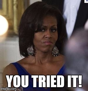 Michelle Obama side eye | YOU TRIED IT! | image tagged in michelle obama side eye | made w/ Imgflip meme maker